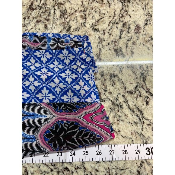 New Directions Womens Sheer Tunic Top XL Floral Blue Pink Lace-Up Boho Lagenlook - Picture 6 of 6